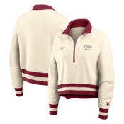 USC Trojans Women's Nike Cream Univ of Southern California Legacy Fleece Crop 1/4 Zip Top
